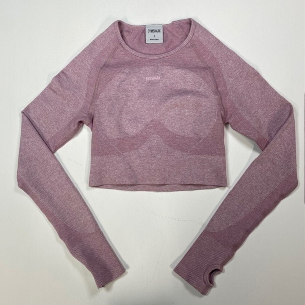 Gymshark Training Cropped Long Sleeve Top Thumb Hole Athletic Mauve Small S